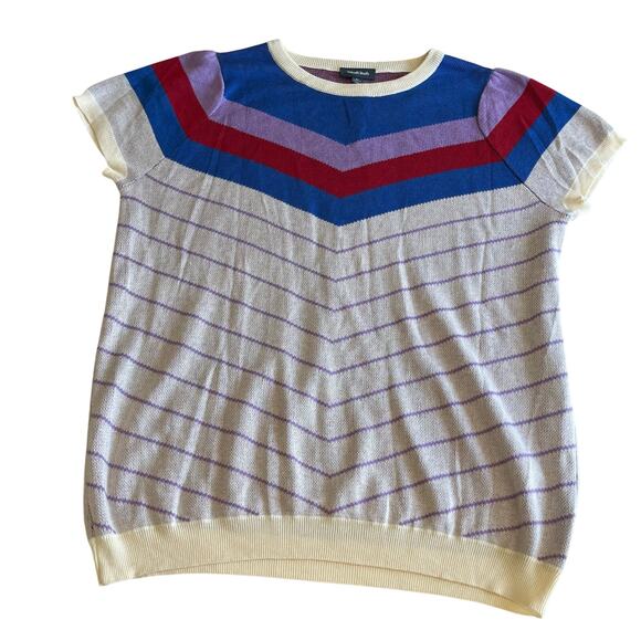 NWT Modcloth Striped Short Sleeve Knit Sweater Plus Size 1X Retro Madmen - Picture 1 of 8